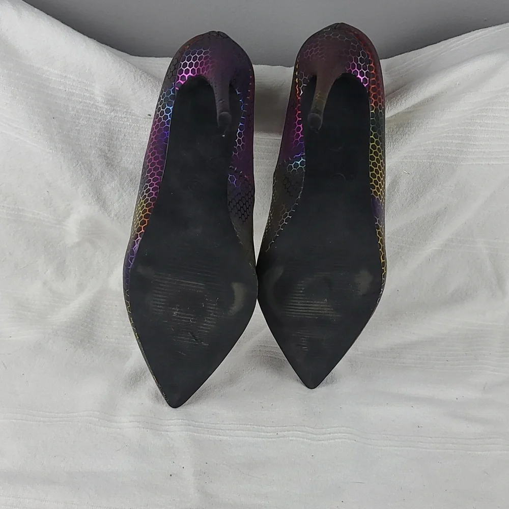 Bella‎ Luna Womens Stiletto Heels Pumps Shoes Colorful Holographic Sz 7.5 EUC